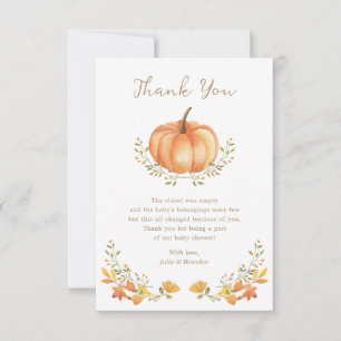 Cartão De Agradecimento Boho Pumpkin Fall Autumn Foliage Chá de fraldas
