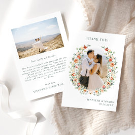 Cartão De Agradecimento Boho queimou coroa de laranja Foto de Casamento