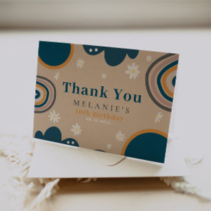 Cartão De Agradecimento Boho Rainbow Daisy Beige Birthday