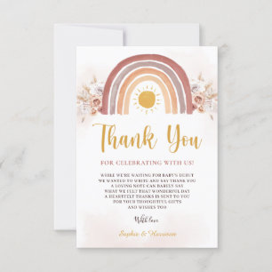 Cartão De Agradecimento Boho Rainbow Um Pequeno Raio de Sol