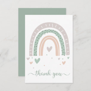 Cartão De Agradecimento Boho Rainbow Watercolor Sage Green