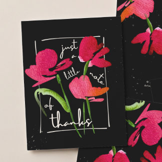 Cartão de agradecimento Boho Red Wildflower Script