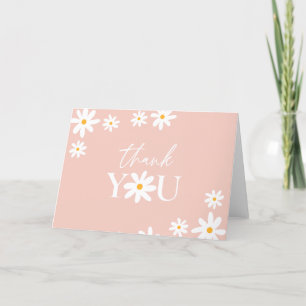 Cartão De Agradecimento Boho Retro Blush Pink Daisy Floral
