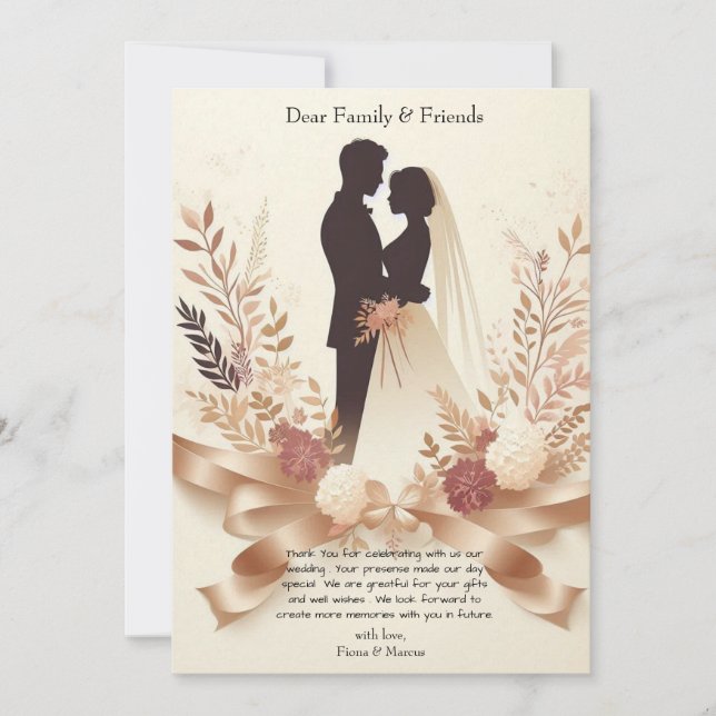 Cartão De Agradecimento Boho Romântico Floral  Casamento Rústico Elegante (Frente)