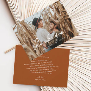Cartão De Agradecimento Boho Rust Custom Wedding Photo Thank You Cards