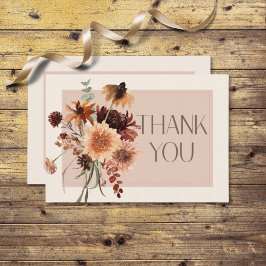 Cartão De Agradecimento Boho Rust e Cream Fall Floral Wedes