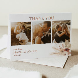 Cartão De Agradecimento Boho Rust Terracotta Pampas Foto Casamento