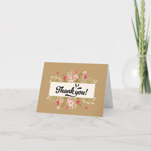 Cartão De Agradecimento Boho Rústico Dourado Floral Aquarela Pasta de Agra