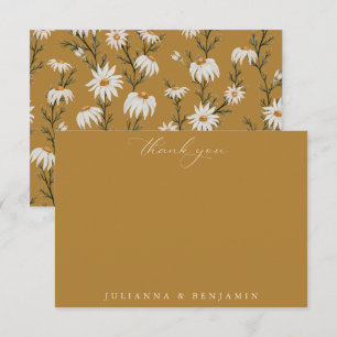 Cartão De Agradecimento Boho Rústico Floral Amarelo Casamento Nomes Person
