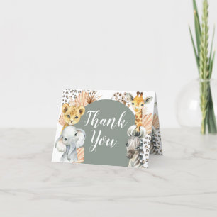 Cartão De Agradecimento Boho Sage Green Safari Oh Boy Folheado