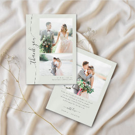 Cartão De Agradecimento Boho Sage Script Multiple Photo Wedding