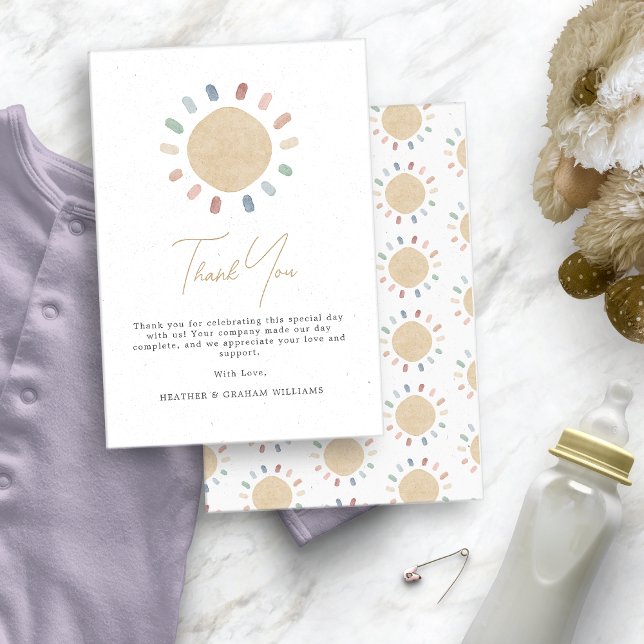 Cartão de Agradecimento Boho Sol (Boho Sun Baby Shower Thank You Card
)