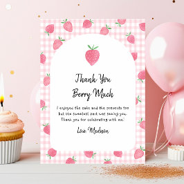 Cartão De Agradecimento Boho Strawberry Berry Sweet Birthday