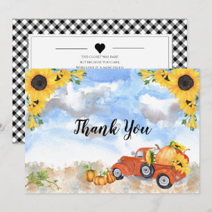 Cartão De Agradecimento Boho Sunflower   Chá de fraldas de Menina