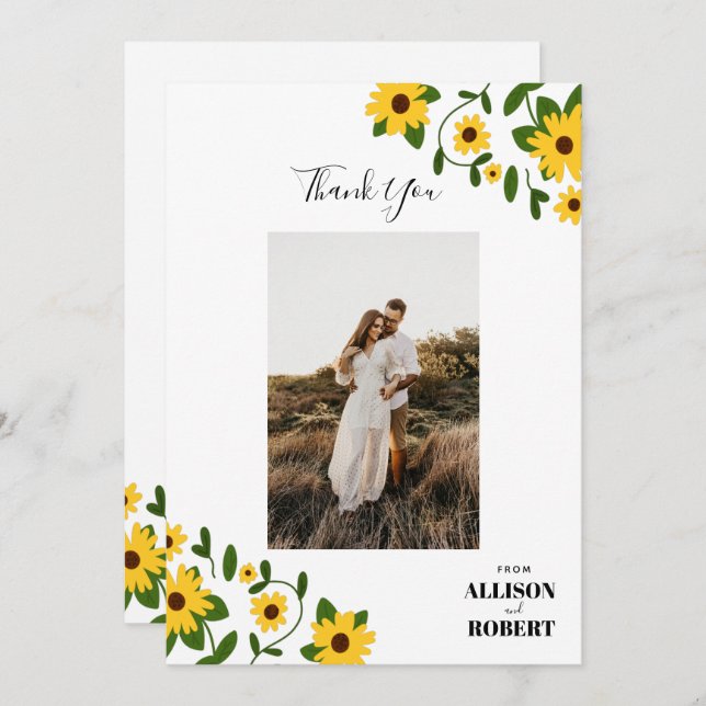 Cartão de Agradecimento Boho Sunflower Patch (Frente/Verso)