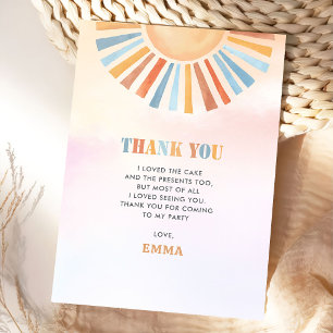 Cartão De Agradecimento Boho Sunshine Sol Terra Cotta Aniversário