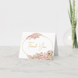 Cartão De Agradecimento Boho Teddy Bear Chá de fraldas ou Aniversário