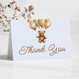 Cartão De Agradecimento Boho Teddy Bear First Festa de aniversário