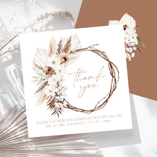 Cartão De Agradecimento Boho Terracotta Brown Casamento Floral Seco