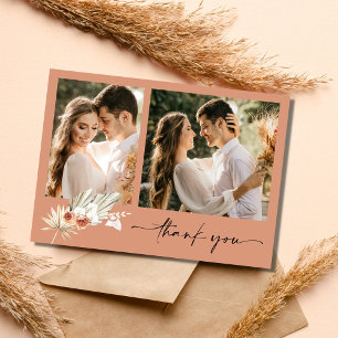 Cartão De Agradecimento Boho Terracotta Dois Casamento Fotográfico Obrigad