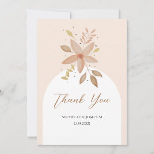 Cartão De Agradecimento Boho Terracotta Floral Aquarela Exótica