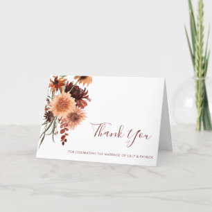 Cartão De Agradecimento Boho Terracotta Floral Wedding