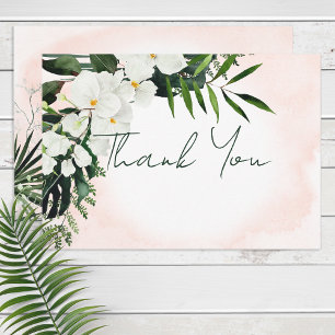 Cartão De Agradecimento Boho Tropical Blush Watercolor Casamento