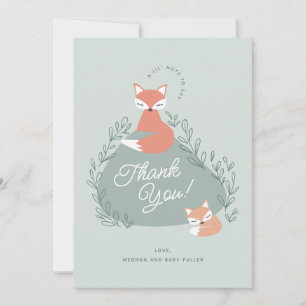 Cartão De Agradecimento Boho Verde Raposa Chá de fraldas Flat