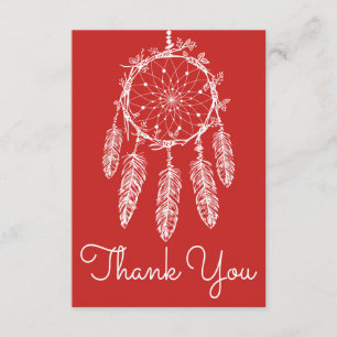 Cartão De Agradecimento Boho Vermelho Obrigado Sonha Catcher Nativo Americ