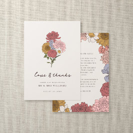 Cartão De Agradecimento Boho Vintage Floral Fall Garden Weding