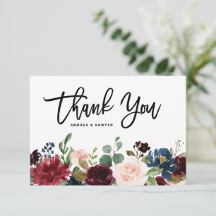 Cartão De Agradecimento Boho Watercolor Autumn Floral Garland