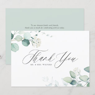 Cartão De Agradecimento Boho Watercolor Eucalyptus Deixa Casamento