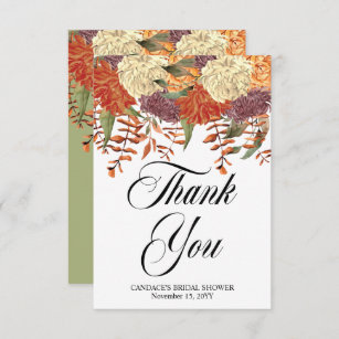 Cartão De Agradecimento Boho Watercolor Floral   Chá de panela Eucalyptus 