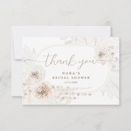 Cartão De Agradecimento Boho White e Buquê neutro