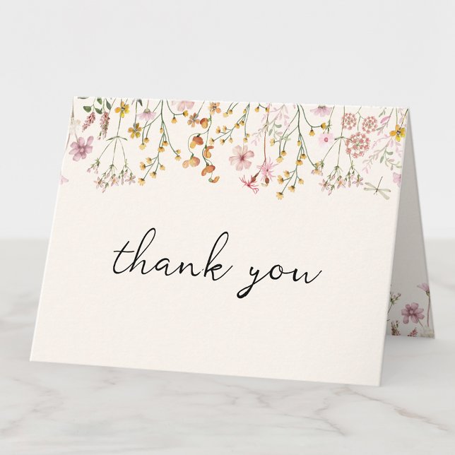 Cartão De Agradecimento Boho Wildflower Baby Shower Folded Thank You Card (Criador carregado)