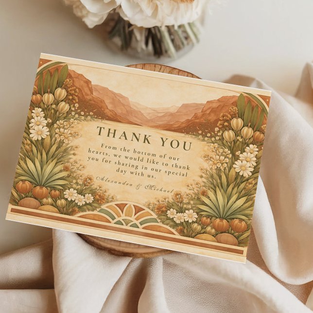 Cartão De Agradecimento Boho Wildflower Desert Wedding (Criador carregado)
