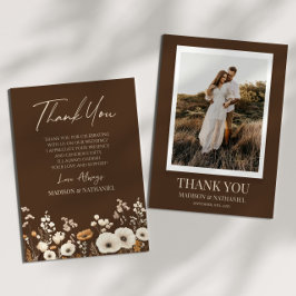 Cartão De Agradecimento Boho Wildflower Flowers Floral Foto Personalizada