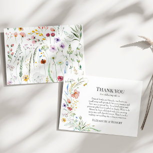 Cartão De Agradecimento Boho Wildflower Meadow Wedding