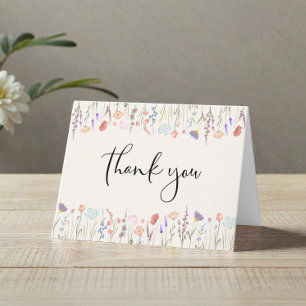Cartão De Agradecimento Boho Wildflower Watercolor Chá de fraldas