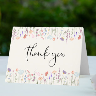 Cartão De Agradecimento Boho Wildflower Watercolor Chá de fraldas