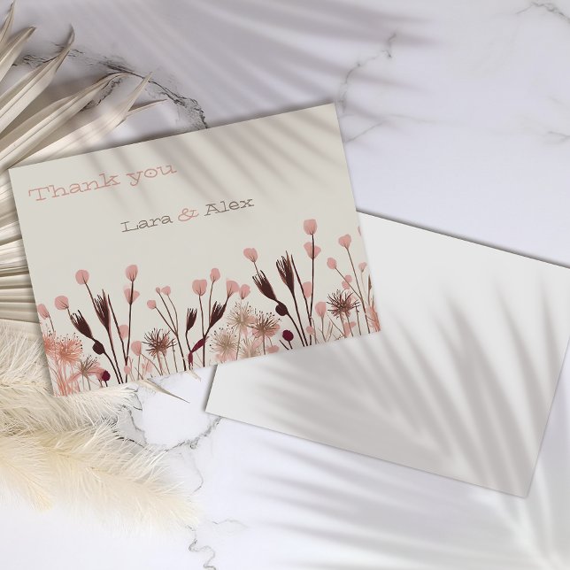 Cartão De Agradecimento Boho Wildflower Wedding (Criador carregado)