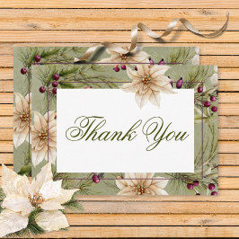 Cartão De Agradecimento Boho Winter Greenery Boughs Sage Green Wedding