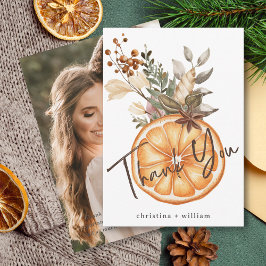Cartão De Agradecimento Boho Winter Holiday Weday Dried Orange