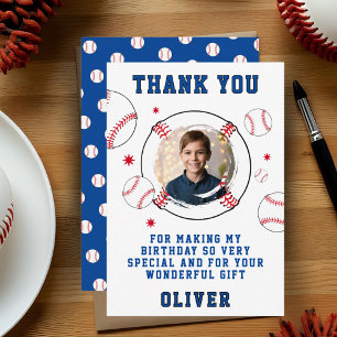 Cartão De Agradecimento Bola de Baseball - Foto de Festa de aniversário