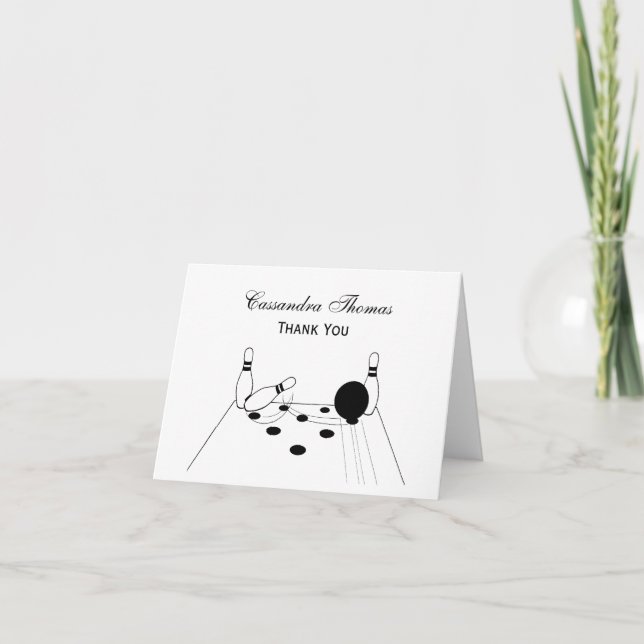 Cartão De Agradecimento Bola de boliche desportiva e alfinetes (Frente)