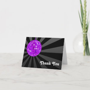 Cartão De Agradecimento Bola de Disco Roxo Obrigado Nota