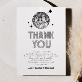 Cartão De Agradecimento Bola de Discoteca Brilhante de Prata Aniversário d