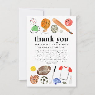 Cartão De Agradecimento Bola Esportiva Bonita Garota Aniversário Obrigado