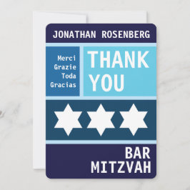 Cartão De Agradecimento Bold Star: Bar David Mitzvah Obrigado