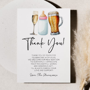 Cartão De Agradecimento Bolhas, Cervejas e Fraldas Também! Chá de Bebê